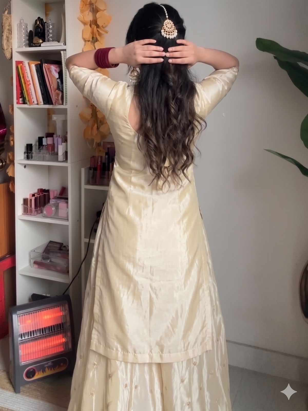 Off-White Chinnon Gharara Suit Set – 3-Piece Multi-Color 5mm Zari Embroidered Festive Suit