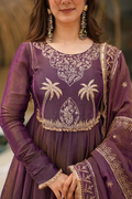 Aadesh Fashion Meera Onion Wine PV Chanderi Silk Flared Anarkali Set with Jacquard Dupatta