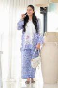 Aadesh Fashion Paris White & Blue Rayon Printed Designer Co-ord Set