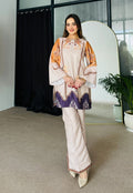 Aadesh Fashion Paris Beige & Violet Rayon Printed Designer Co-ord Set