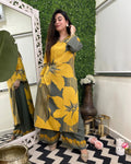 Aadesh Fashion Kiyara Mustard Yellow & Olive Green Rayon Printed Co-ord Set