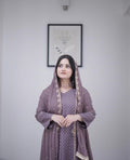 Aadesh Fashion Ravina Mauve Purple Georgette Embroidered Kurti Pant Set with Dupatta