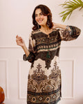 Aadesh Fashion Charcoal Black Digital Paisley Designer Cotton Co-ord For Women
