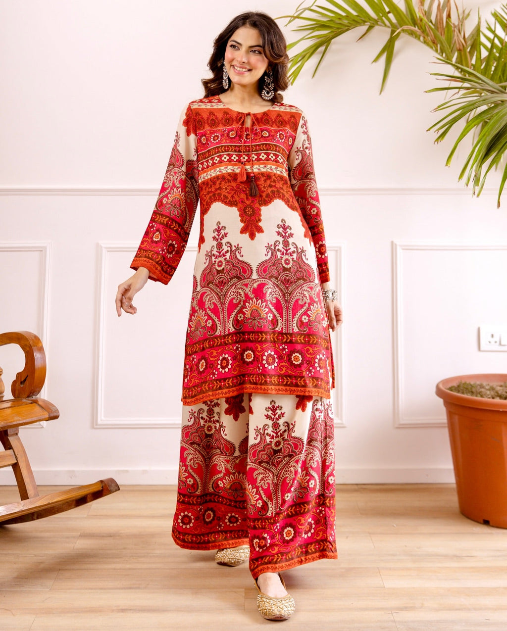 Aadesh Fashion Charcoal Black Digital Paisley Designer Cotton Co-ord For Women