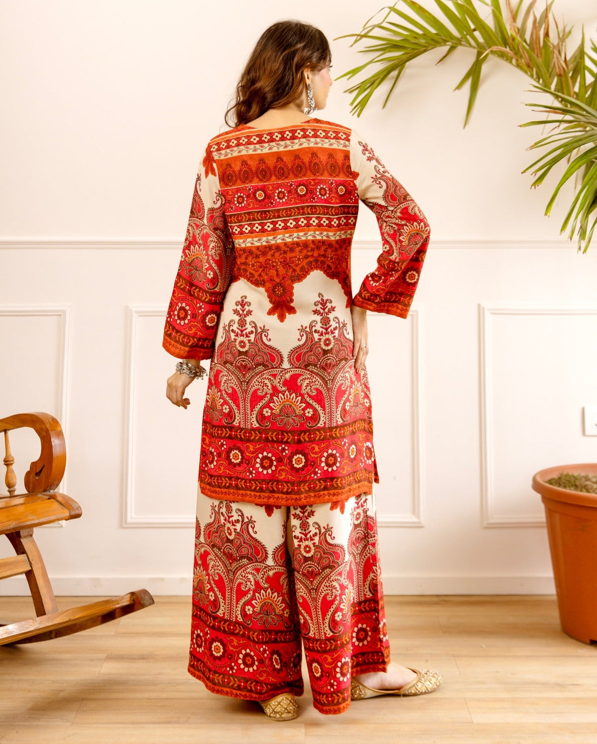 Aadesh Fashion Charcoal Black Digital Paisley Designer Cotton Co-ord For Women